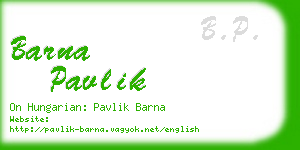 barna pavlik business card